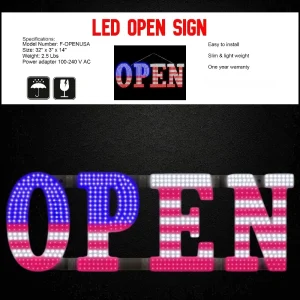 LED USA Open Sign 32" X 14"