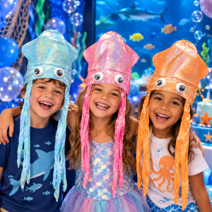 Long Iridescent Assorted Color Squid Hat
