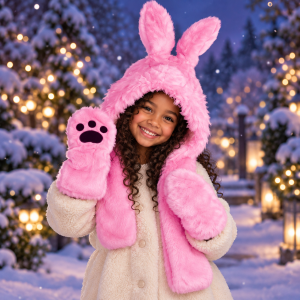 Long Pink Bunny Animal Hat