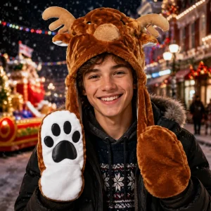 Long Plush Double Sided Reindeer Hat