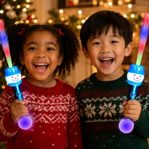 Multi-Color Fiber Optic Snowman Wand