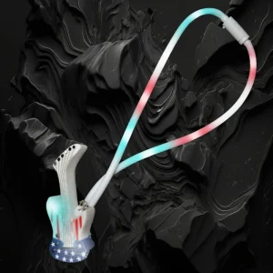 Multi-Color Flashing Lanyard With Multi-Color Guitar Charm