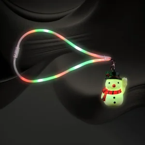 Multi Color Lanyard With Light Up Snowman Charm