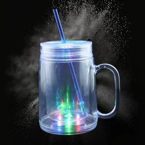 Multi-Color LED Flashing Mug With Lid And Straw 20 Oz