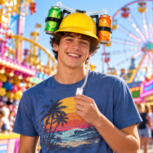 Non-Flashing Plastic Hat W/Drink Dispenser