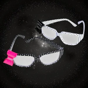 Non-Flashing Polka Dot Black/White Assorted Sunglasses With Bow And Clear