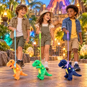 Pet Dinosaur On A Leash