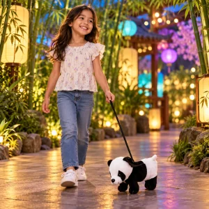 Plush Panda on a Leash