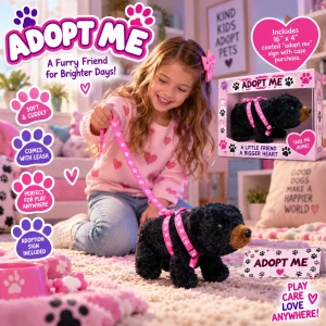 Plush Walking Black Bear On Leash With Sound