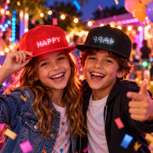 Programmable LED Hat With Rechargeable Battery