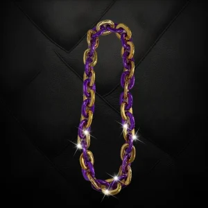 Purple/Gold Chain Link LED Flashing Necklace