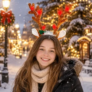 Red LED Flashing Reindeer With Jingle Bells