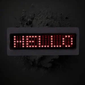 Red Scrolling Name Badge CR2032 Batteries Included