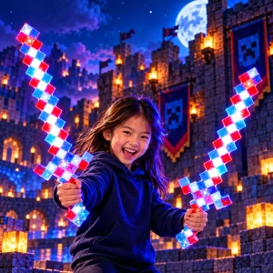 Red/White/Blue Pixelated Light Up Sword