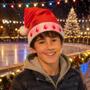 Santa Hat With LED Trees On Brim And Music