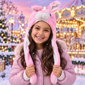 Short Pink Bunny Style Hat 18074