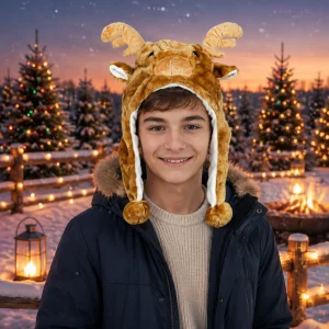Short Plush Reindeer Style Animal Hat 18082