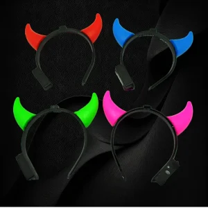 Small Assorted Red, Pink, Green, Blue Flashing Devil Horn Headband