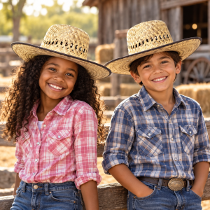 Straw Hat With Black Brim
