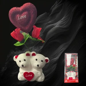 Teddy Bear with Flowers IN Clear Acrylic Display
