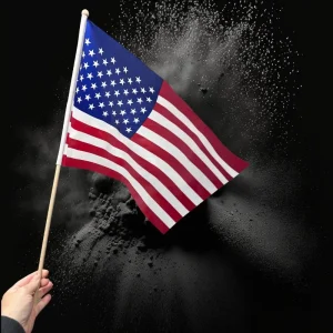 USA Flag On Wooden Stick