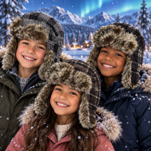 Winter Hat- Laplander Fuzzy Checkered - Asst. Colors