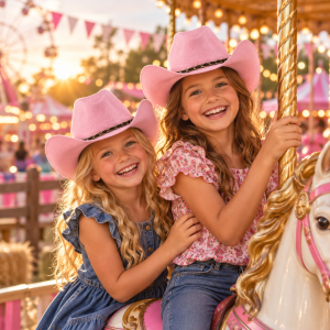 Woven Cowboy Hat Pink Non-Flashing